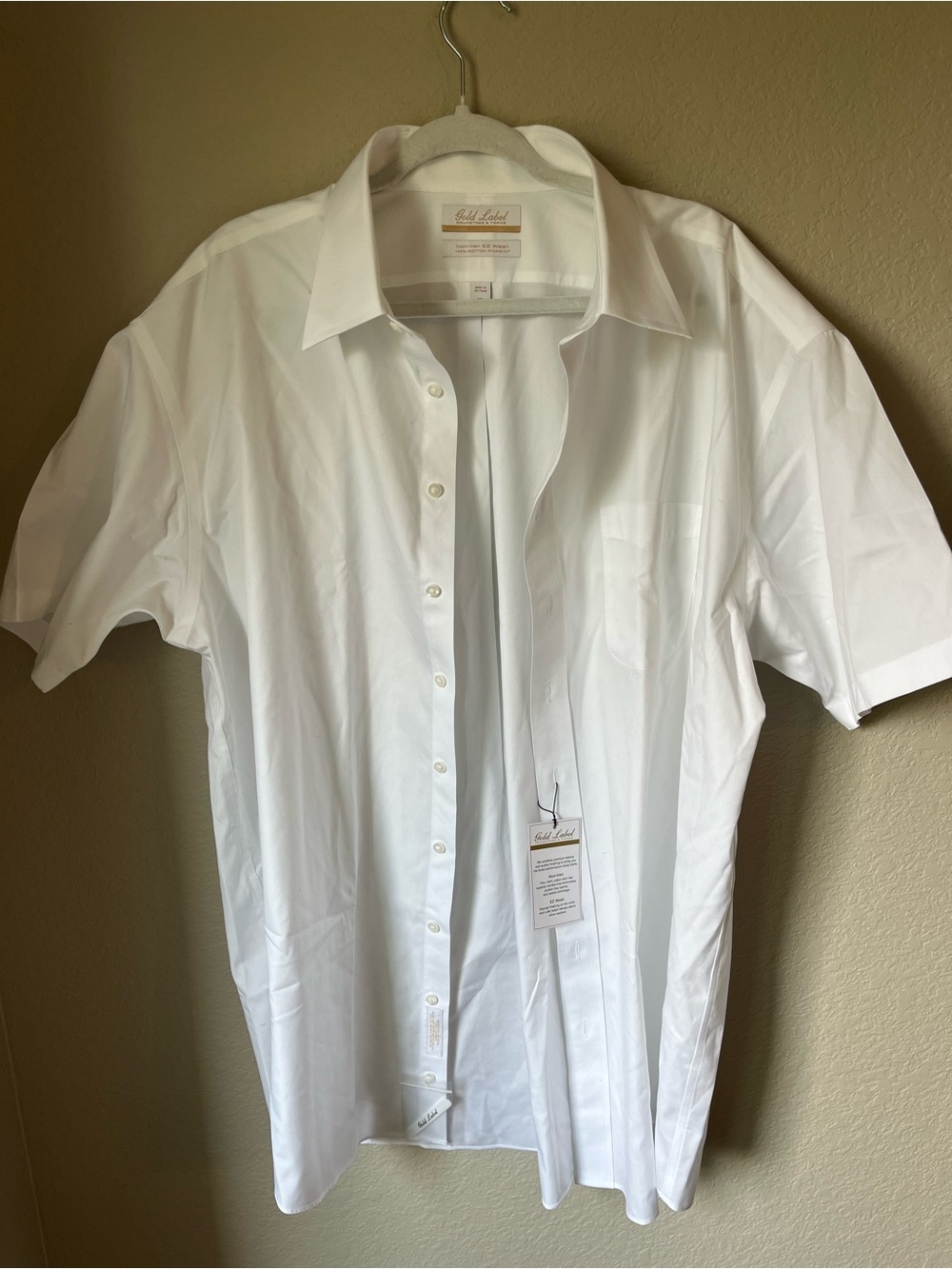 NWT Gold Label Roundtree & Yorke White Non-Iron Dress Shirt Size 18 Short Sleeve
